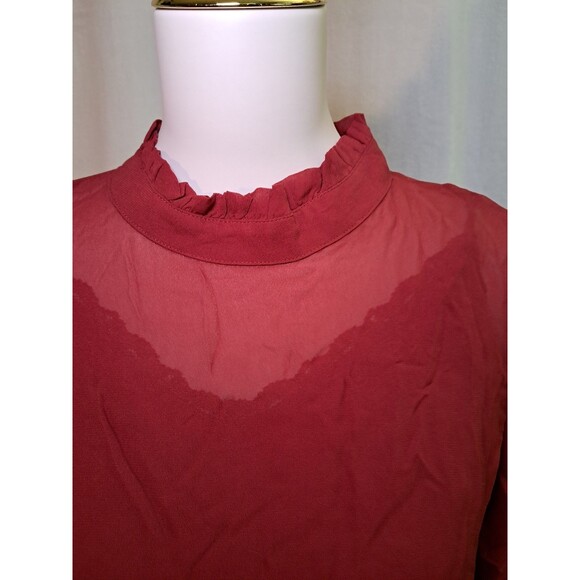 J.Crew Ruffleneck Top in Chiffon Berry Sangria Camisole CF438 $138 Size M NWT - Picture 5 of 12